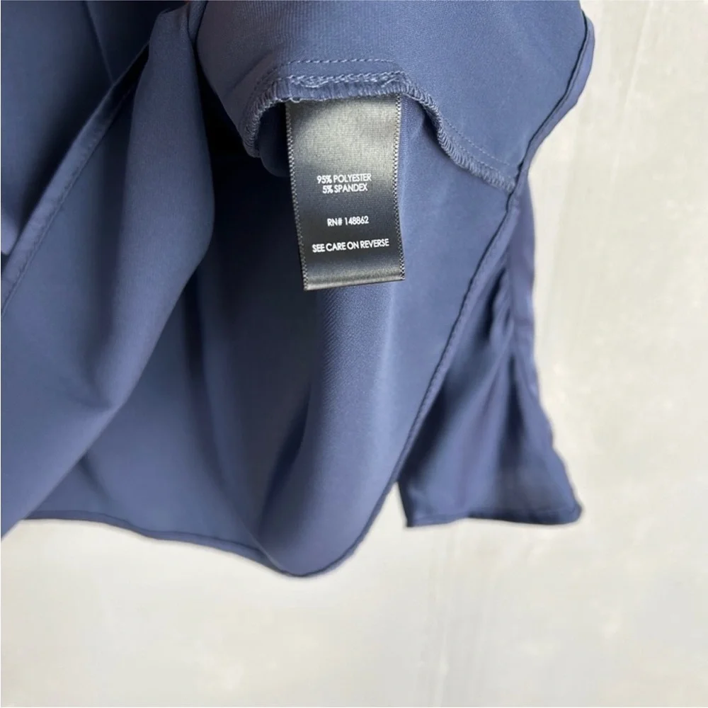 Torrid size 00 10 satin puff long sleeve blouse navy blue elegant NWT - Picture 10 of 11